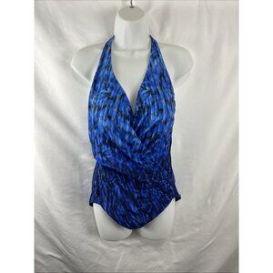 Miraclesuit Blue Patterned One-Piece Suit in Women's Size 14